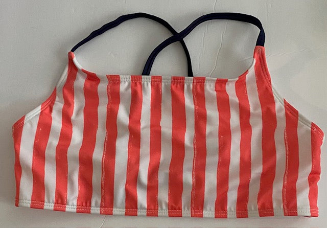 Kids Swimwear Bikini Top- Stripe Crisscross Back