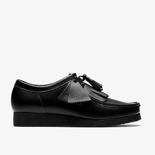 Black Hi Shine Leather Wallabee