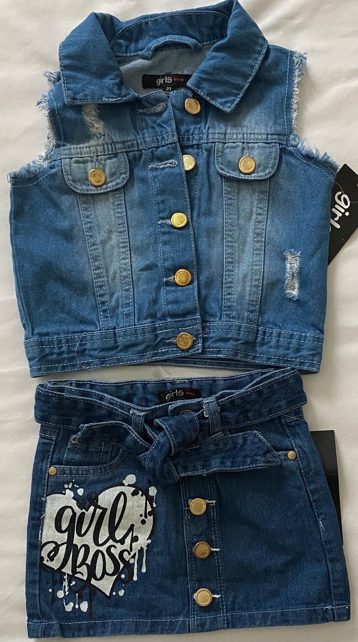 Girls Jeans Skirt Suit