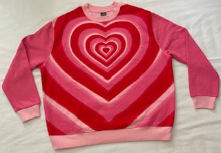 Women Long Sleeve Red Pink Heart Blouse