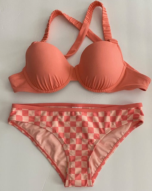 Swimsuit Adult 2-PC CHECKER CRISSCROSS BACK