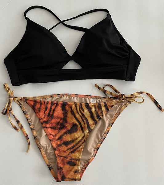Swimsuit Adult Tiger Print Crisscross Back 2- Piece