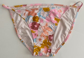Swimwear Bikini Bottom- Flower Pattern Rib Cut