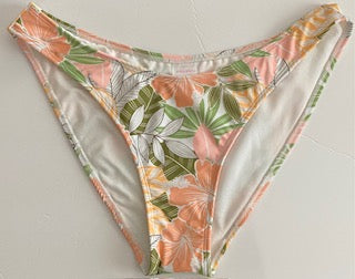 Swimwear Bikini Bottom- Flower Pattern Scoop Waist