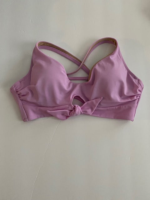 Swimwear Bikini Top- Solid Color Crisscross Back